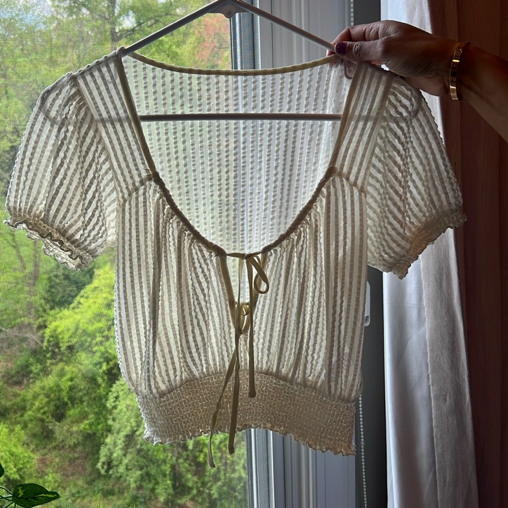 Love shack fancy off white blouse